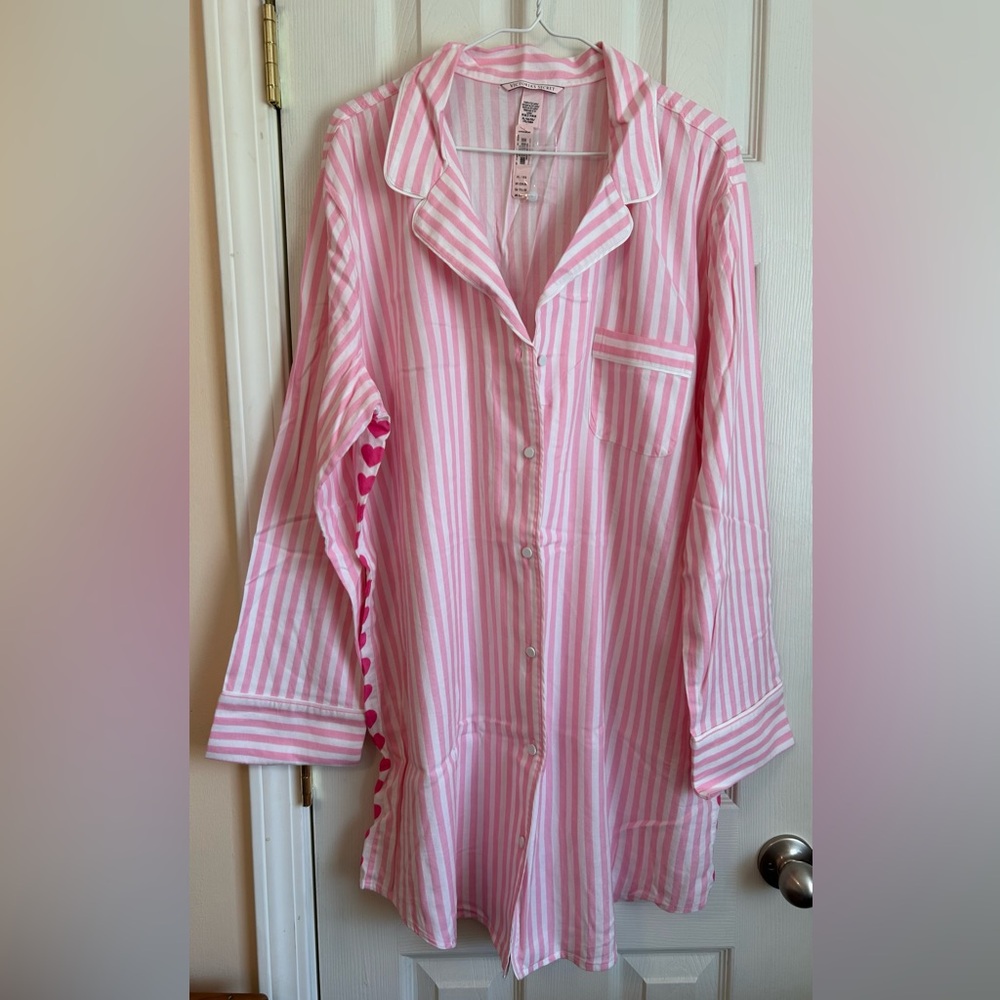 Victoria’s Secret Pink Striped Button-Up Nightshirt